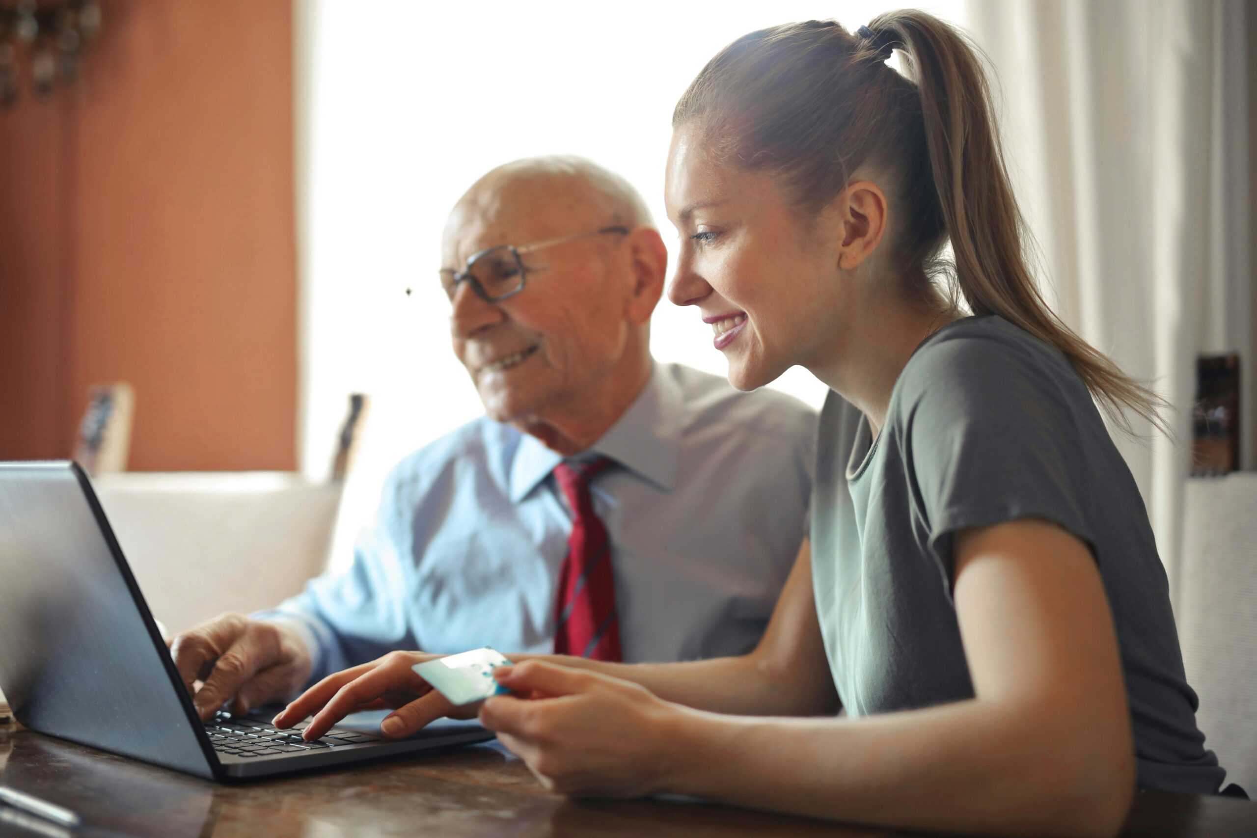 Stock image of a man and a woman using a computer.